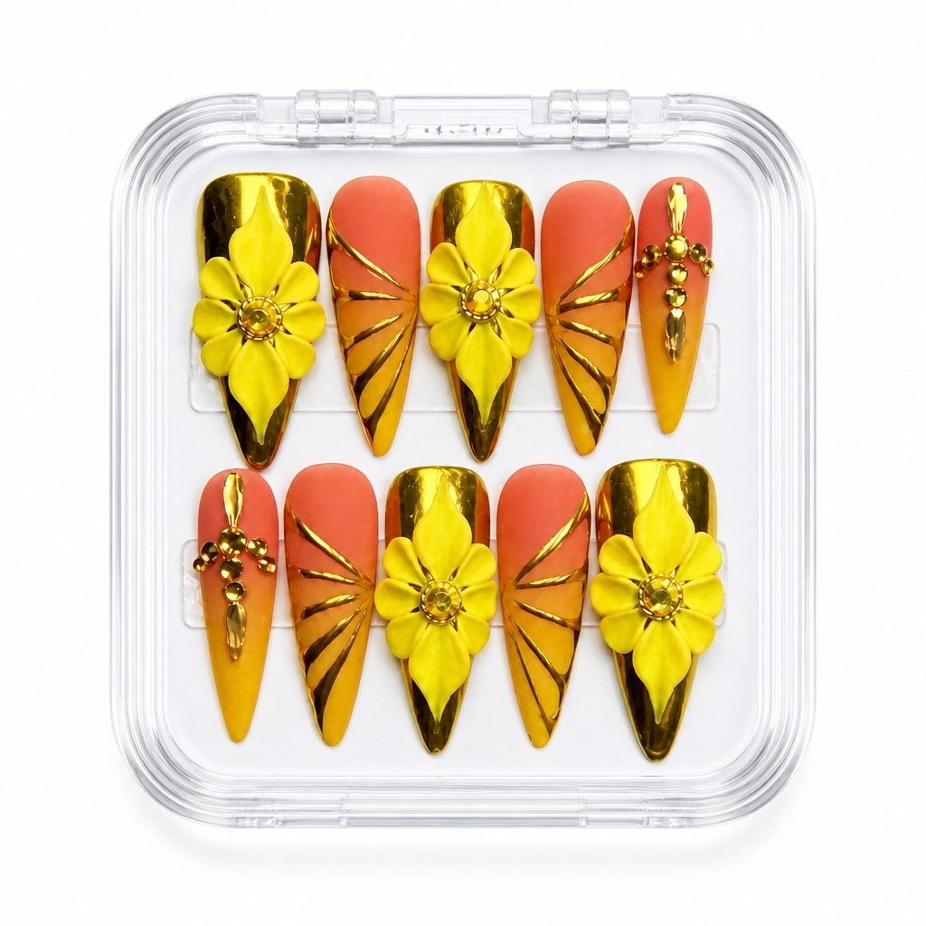 Press-on Nails Wholesale $9.90 Solar Blossom by Yabe Vietnam