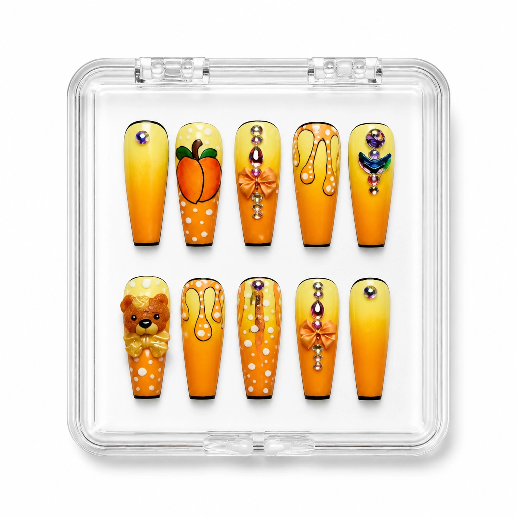 Press-on Nails Wholesale $9.90 Amber Sunset Bloom by Yabe Vietnam