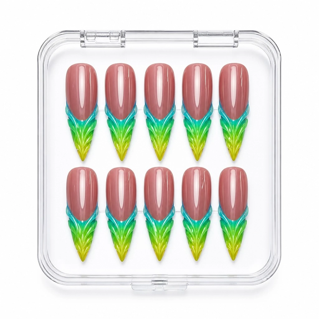 Press-on Nails Wholesale $9.90 Neon Garden by Yabe Vietnam