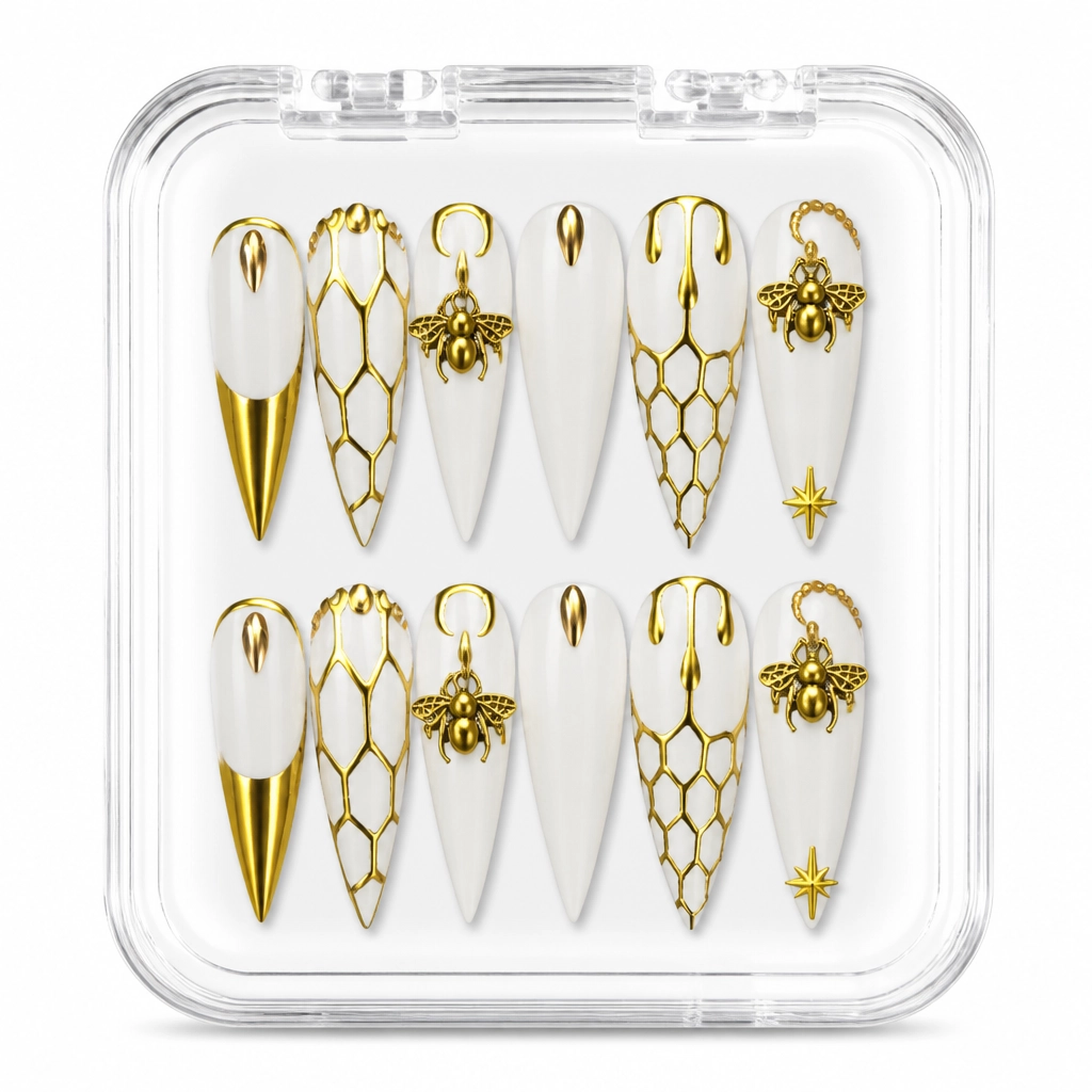 Press-on Nails Wholesale $9.90 Golden Lattice Glam by Yabe Vietnam