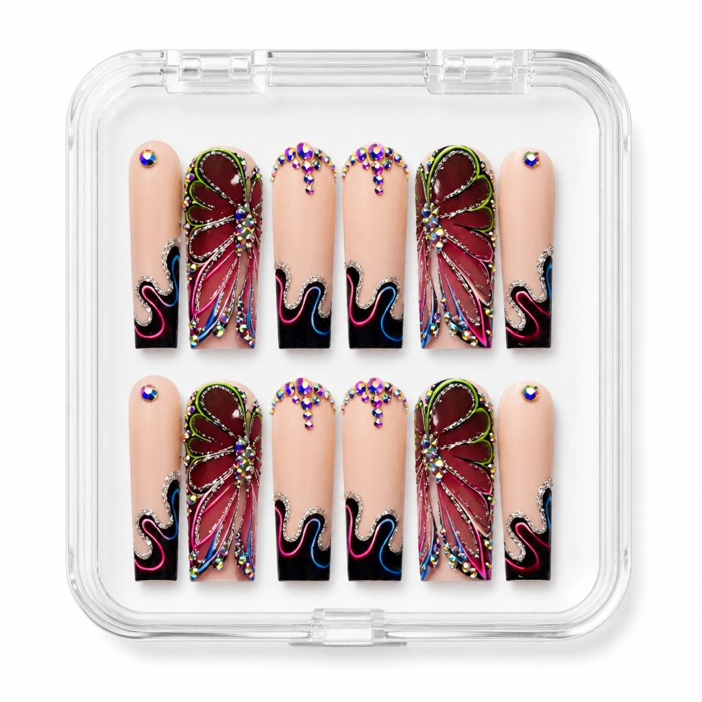 Press-on Nails Wholesale $9.90 Crimson Bloom by Yabe Vietnam