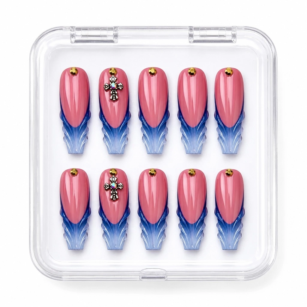 Press-on Nails Wholesale $9.90 Sapphire Elegance by Yabe Vietnam