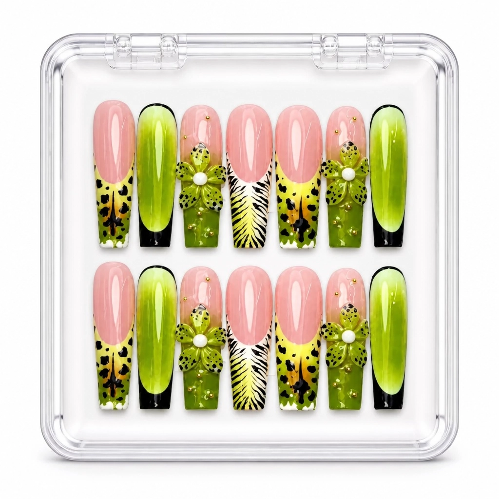 Press-on Nails Wholesale $9.90 Tropical Neon Bloom by Yabe Vietnam