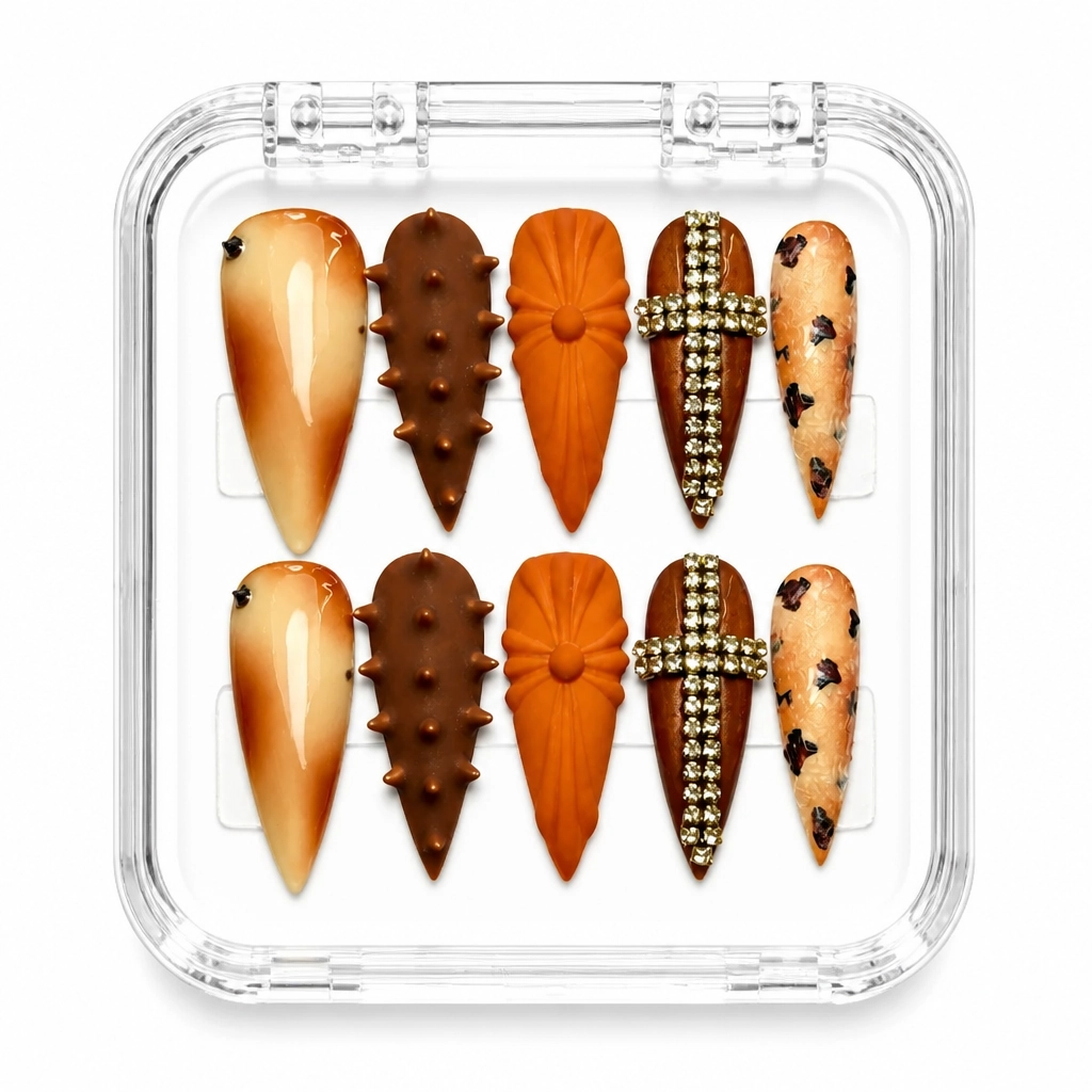 Press-on Nails Wholesale $9.90 Golden Luxury Stiletto by Yabe Vietnam