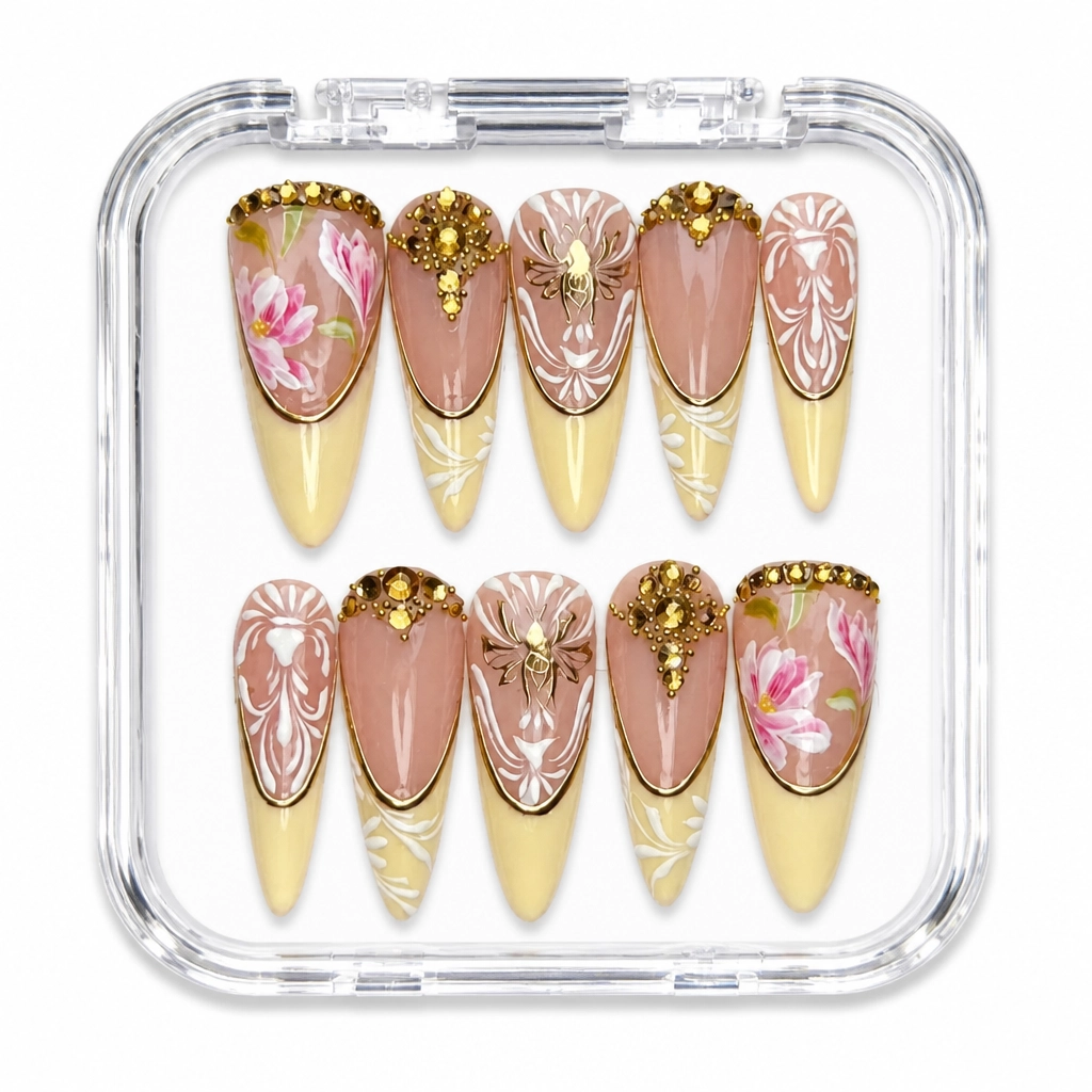Press-on Nails Wholesale $9.90 Gilded Blossom Luxe by Yabe Vietnam