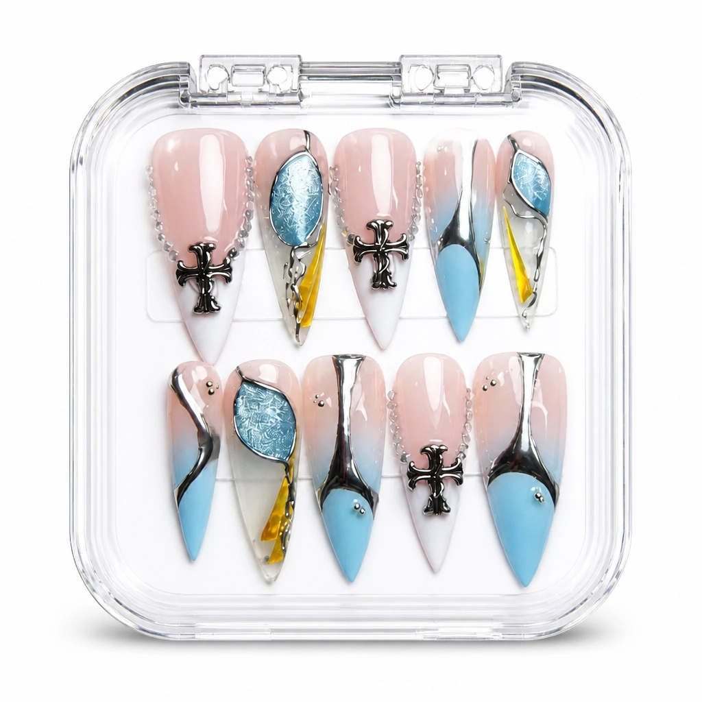 Press-on Nails Wholesale $9.90 Nude Celestial Cross by Yabe Vietnam