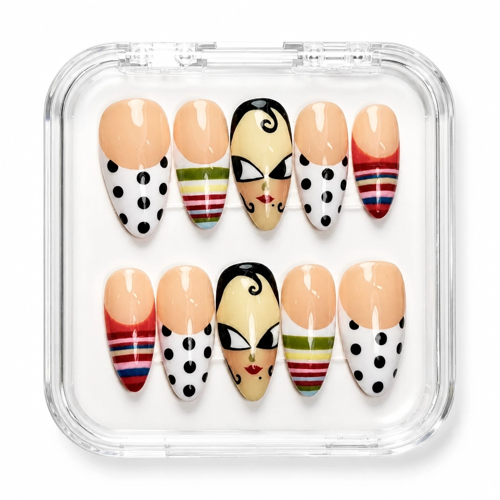 Press-on Nails Wholesale $9.90 Polka Stripe Luxe by Yabe Vietnam