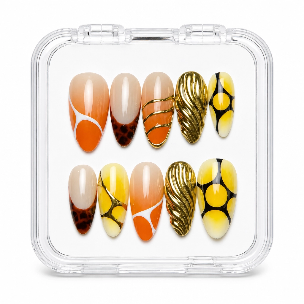 Press-on Nails Wholesale $9.90 Sunset Geometry by Yabe Vietnam