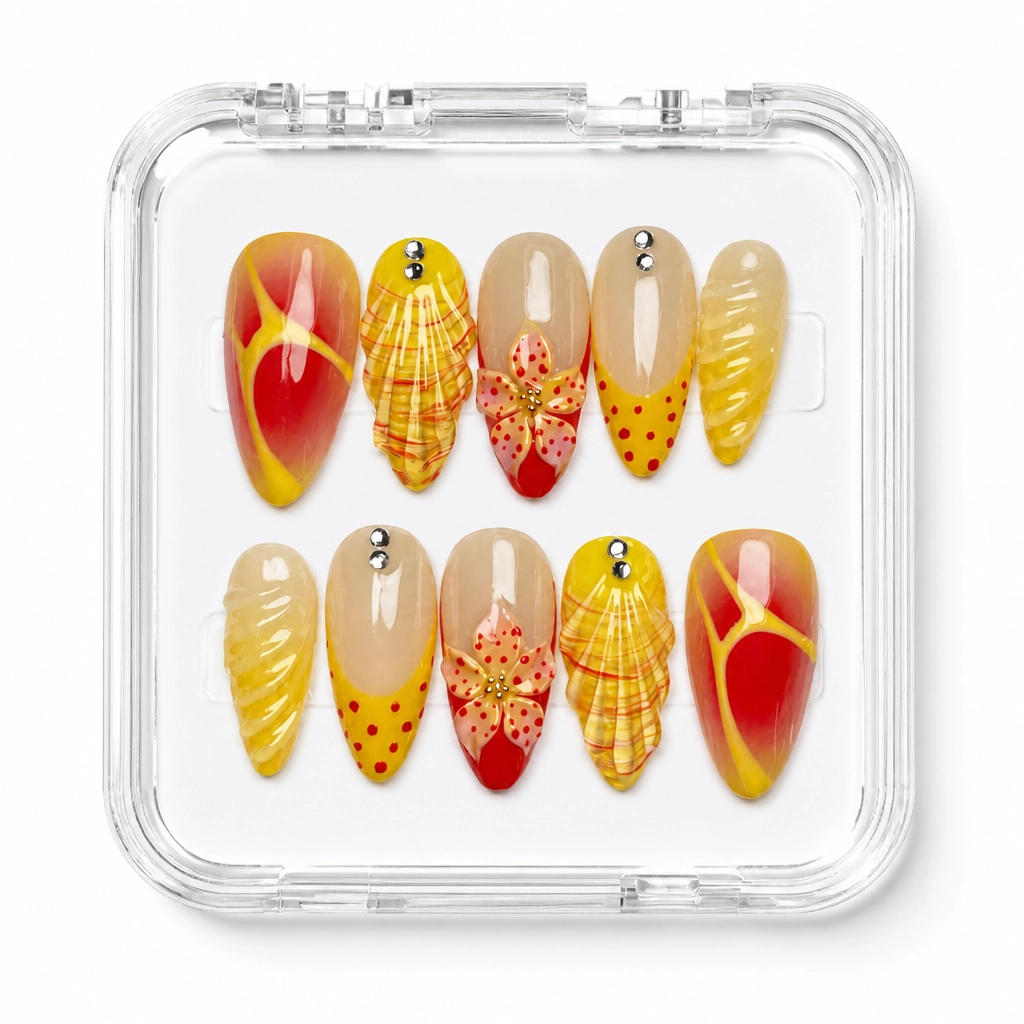 Press-on Nails Wholesale $9.90 Sunset Geometry by Yabe Vietnam