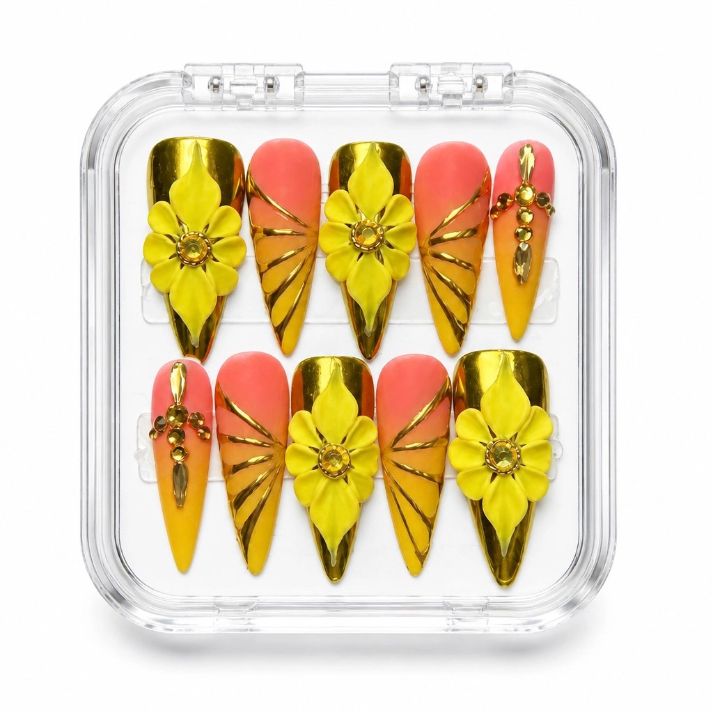 Press-on Nails Wholesale $9.90 Sunburst Chic by Yabe Vietnam