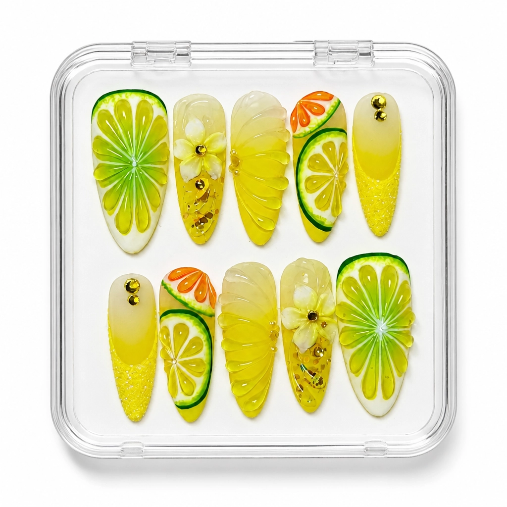Press-on Nails Wholesale $9.90 Citrus Elegance by Yabe Vietnam