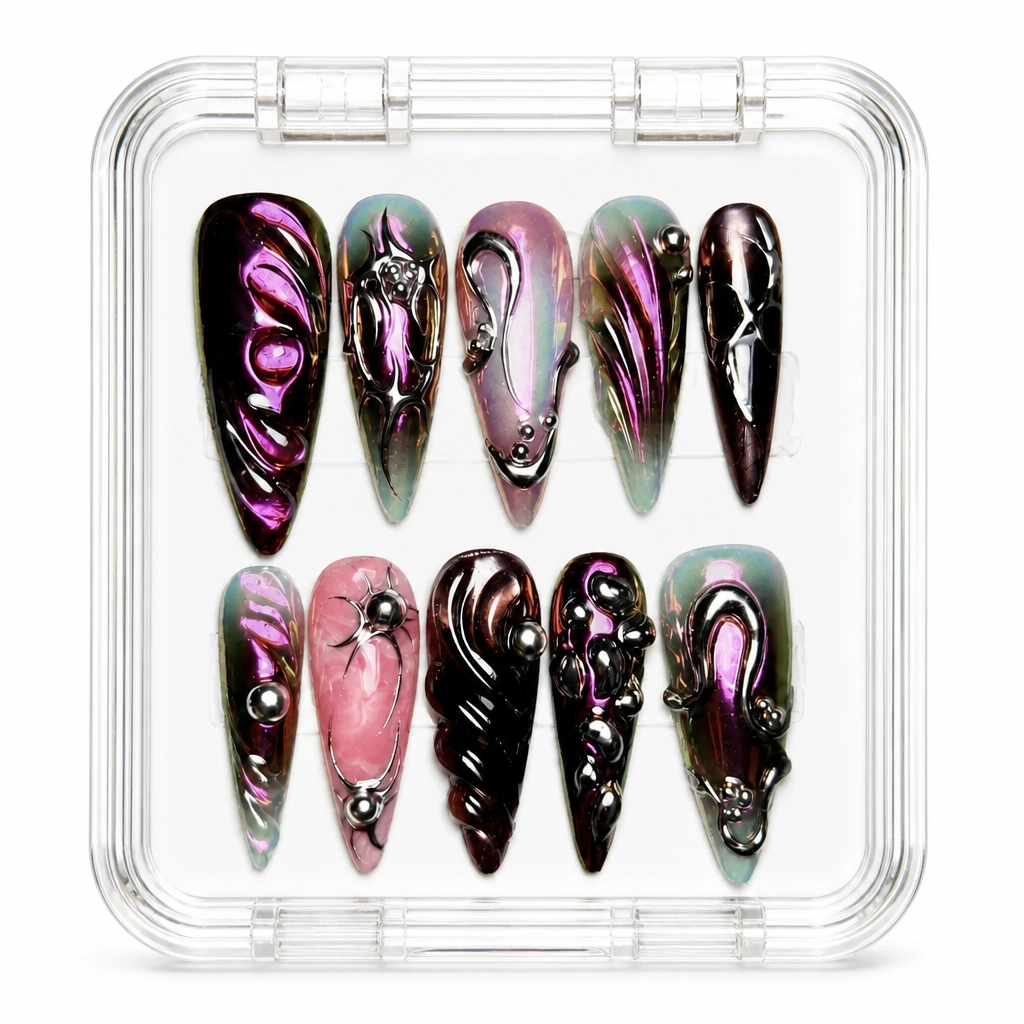 Press-on Nails Wholesale $9.90 Obsidian Chrome by Yabe Vietnam