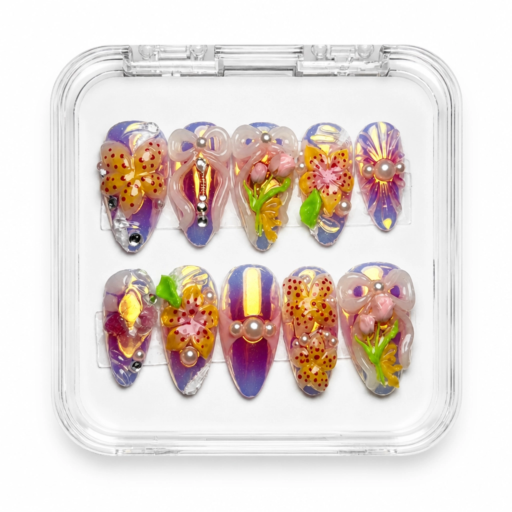 Press-on Nails Wholesale $9.90 Floral Aurora by Yabe Vietnam