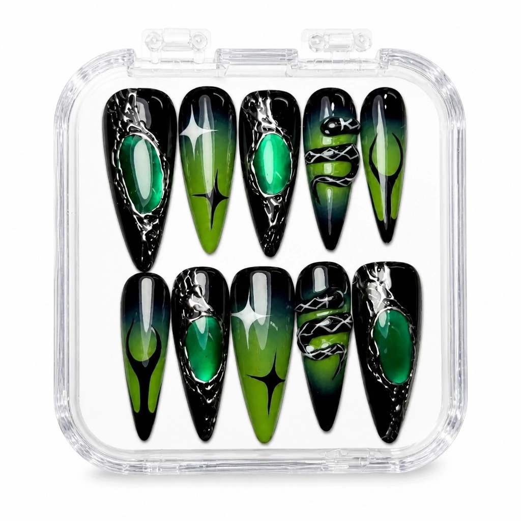 Press-on Nails Wholesale $9.90 Emerald Enchantment by Yabe Vietnam