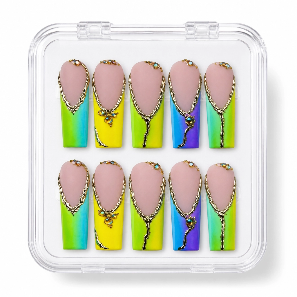 Press-on Nails Wholesale $9.90 Neon Elegance by Yabe Vietnam