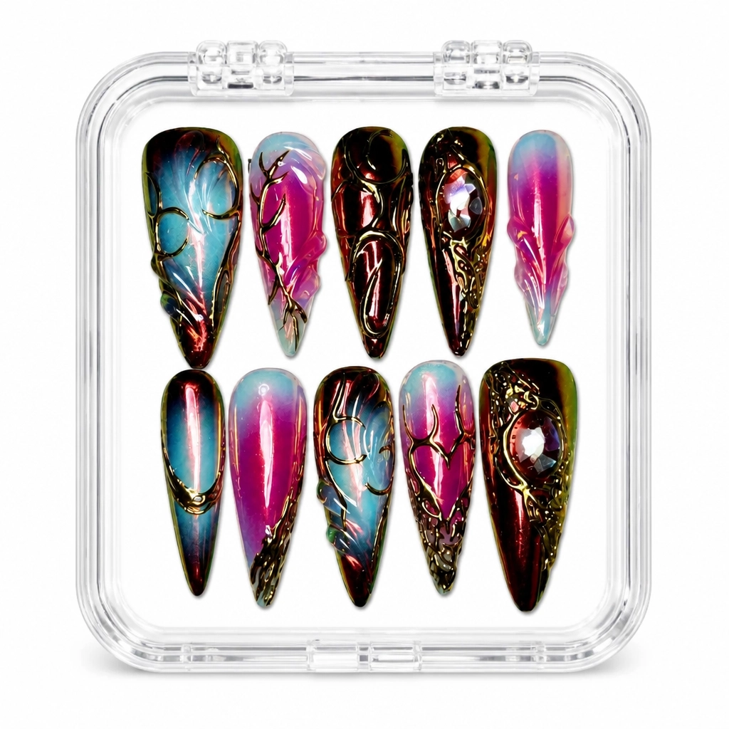 Press-on Nails Wholesale $9.90 Magenta Mirage by Yabe Vietnam