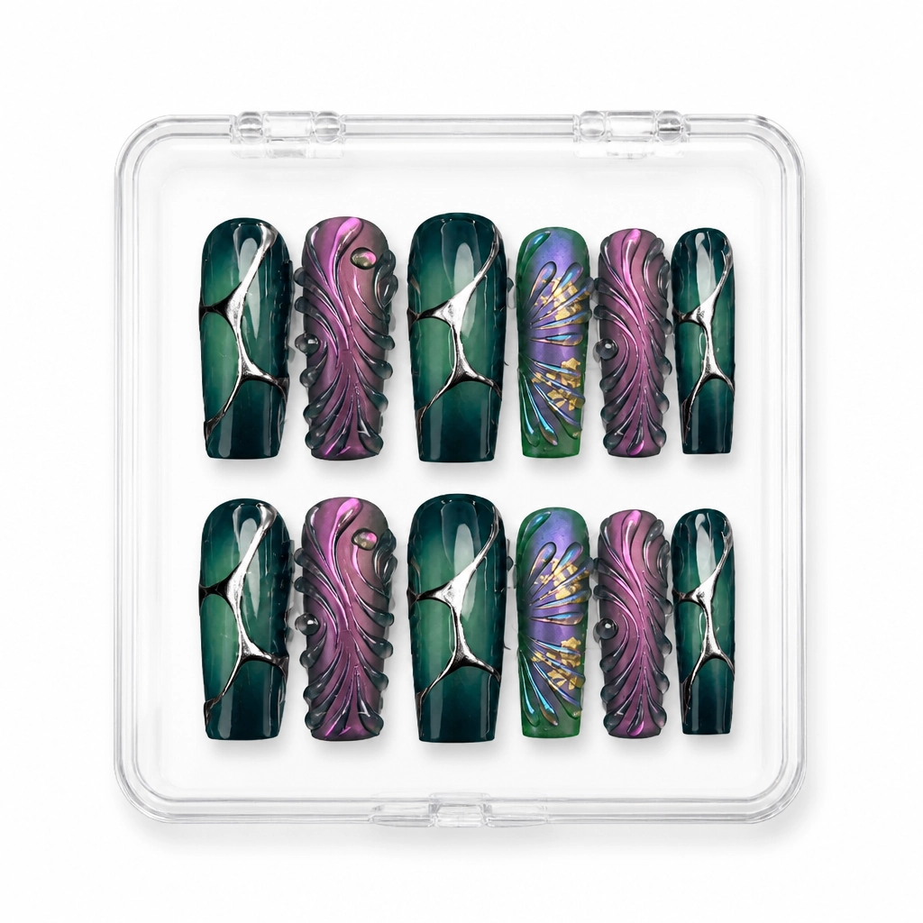 Press-on Nails Wholesale $9.90 Emerald Mystique by Yabe Vietnam