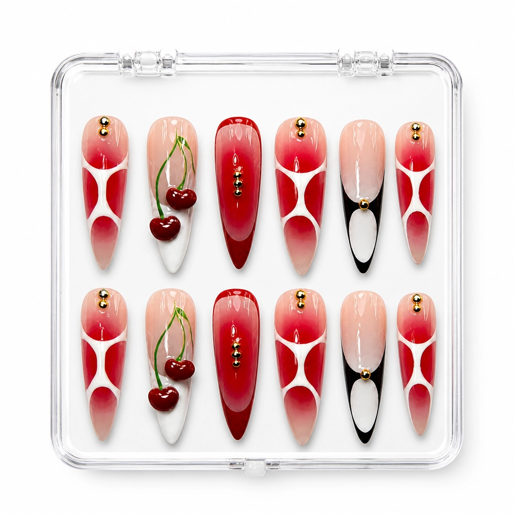 Press-on Nails Wholesale $9.90 Cherry Luxe by Yabe Vietnam