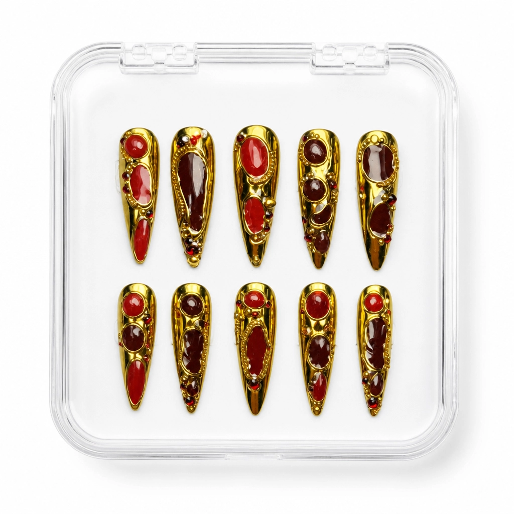 Press-on Nails Wholesale $9.90 Crimson Geometry by Yabe Vietnam