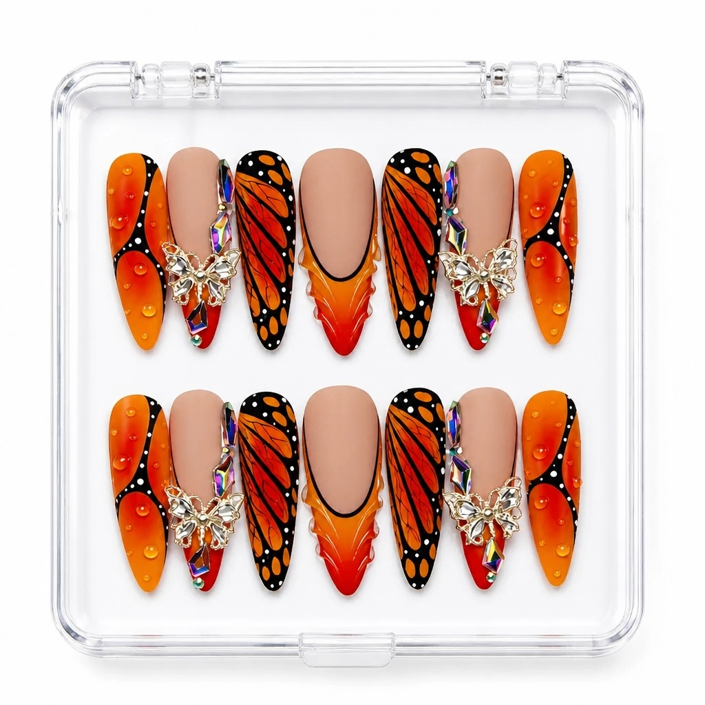 Press-on Nails Wholesale $9.90 Flame Butterfly Luxe by Yabe Vietnam