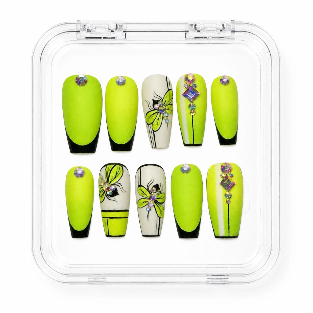 Press-on Nails Wholesale $9.90 Neon Botanical Bliss by Yabe Vietnam