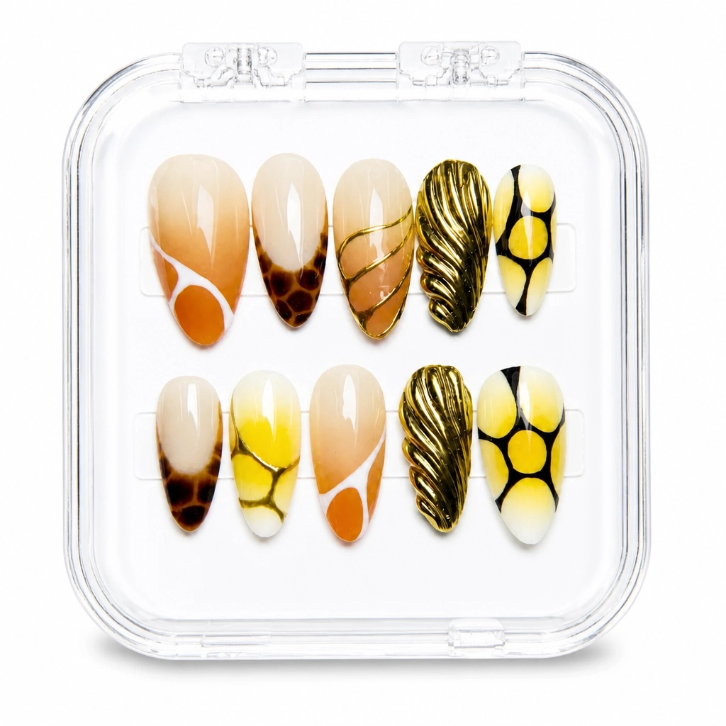 Press-on Nails Wholesale $9.90 Golden Geometry by Yabe Vietnam