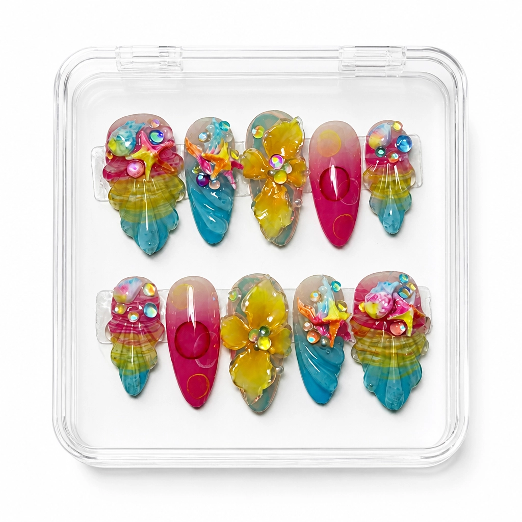 Press-on Nails Wholesale $9.90 Magenta Bloom by Yabe Vietnam
