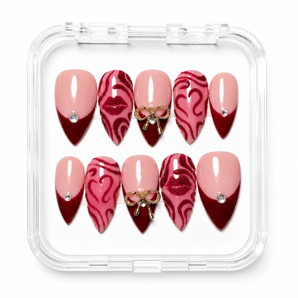 Press-on Nails Wholesale $9.90 Crimson Elegance by Yabe Vietnam