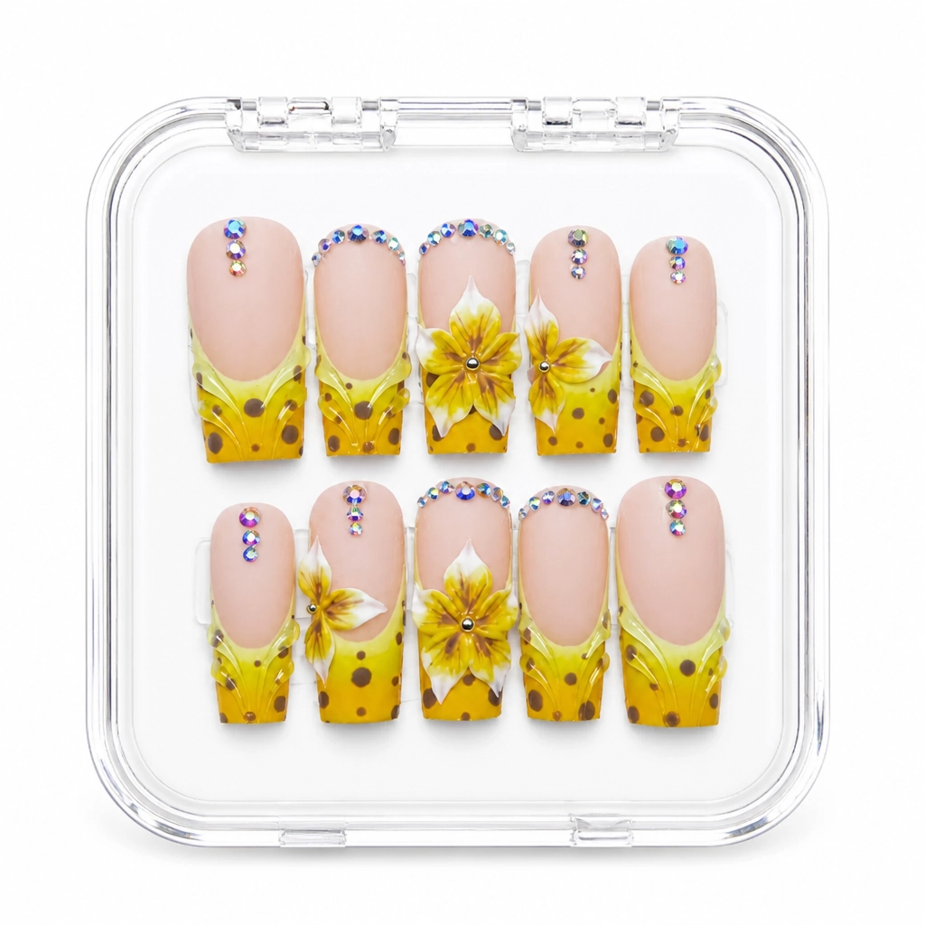 Press-on Nails Wholesale $9.90 Sunflower Serenity by Yabe Vietnam