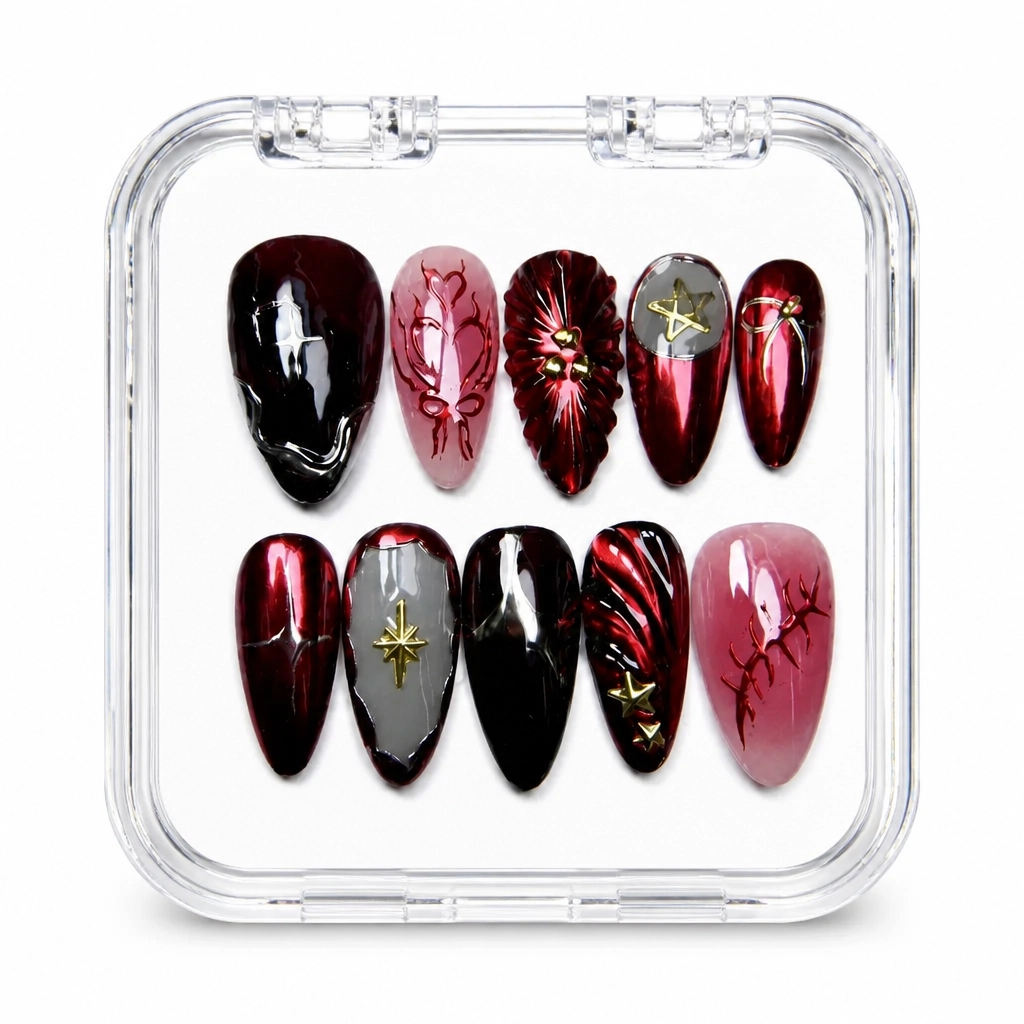 Press-on Nails Wholesale $9.90 Crimson Celestial by Yabe Vietnam