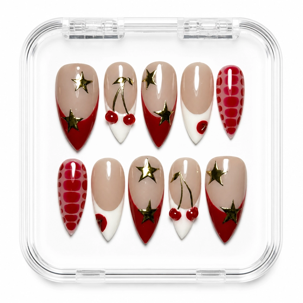 Press-on Nails Wholesale $9.90 Crimson Star Elegance by Yabe Vietnam