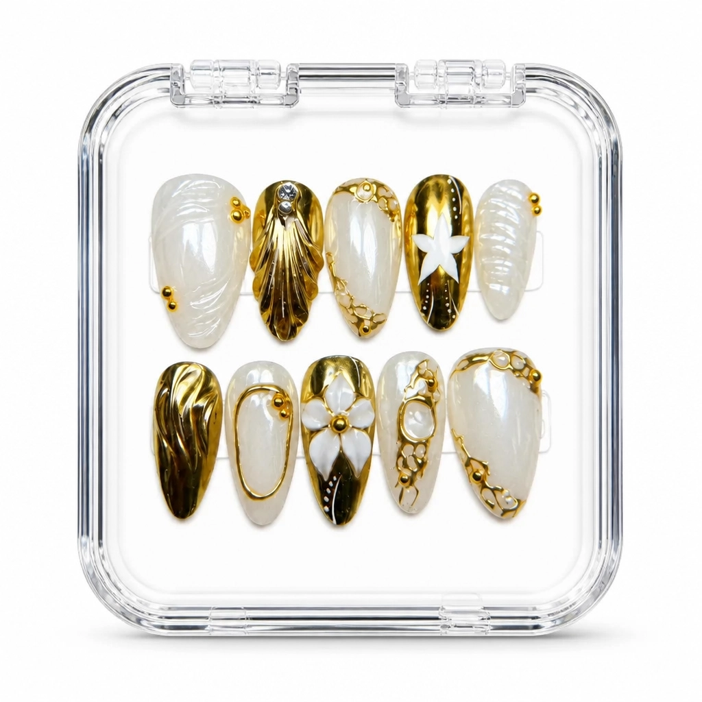 Press-on Nails Wholesale $9.90 Metallic Elegance by Yabe Vietnam