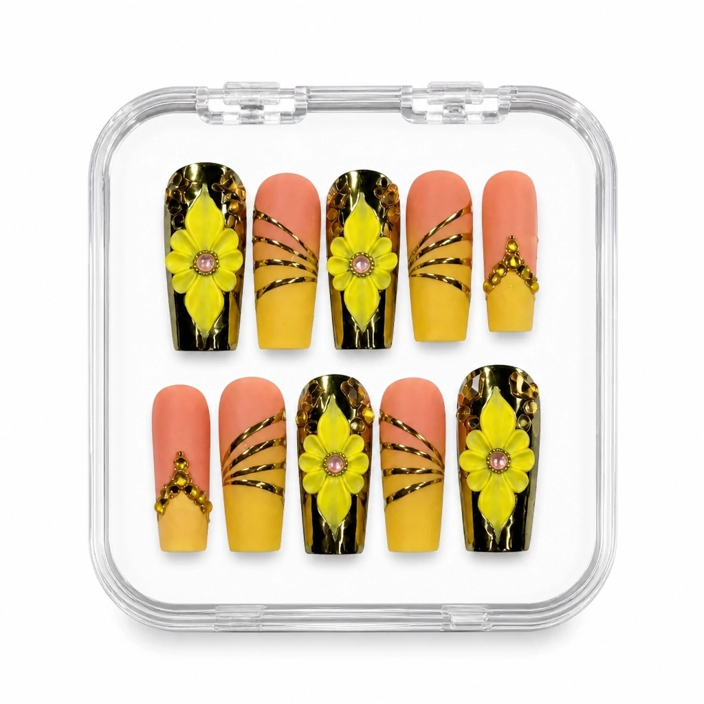 Press-on Nails Wholesale $9.90 Sunflower Luxe by Yabe Vietnam