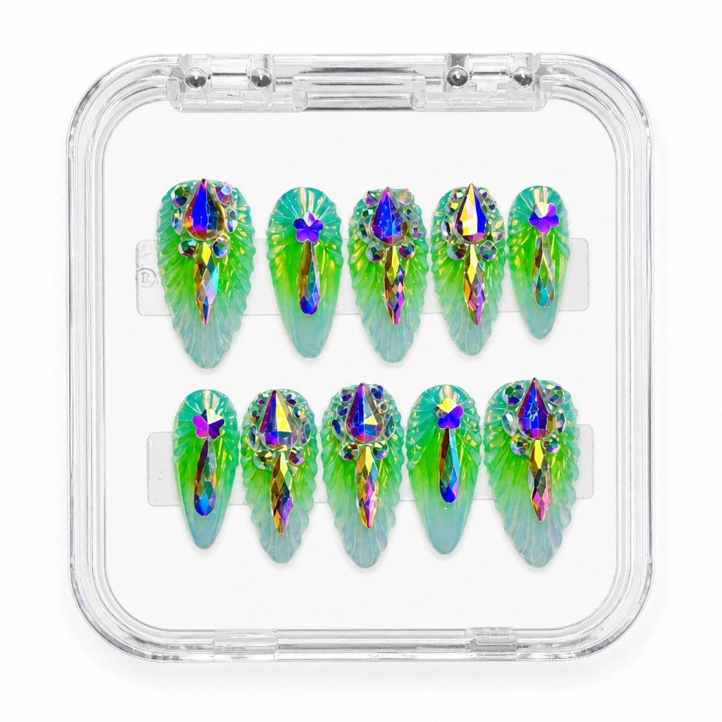 Press-on Nails Wholesale $9.90 Prismatic Parrot by Yabe Vietnam