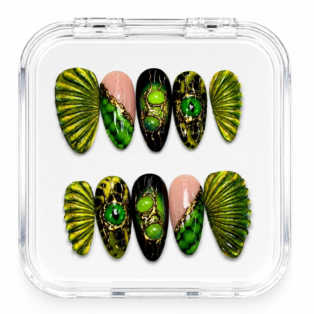 Press-on Nails Wholesale $9.90 Emerald Wings by Yabe Vietnam