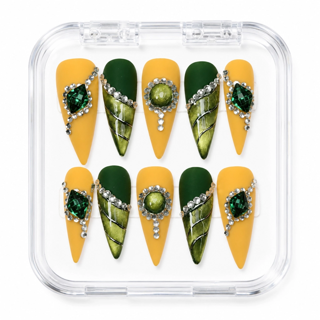Press-on Nails Wholesale $9.90 Emerald Luxe by Yabe Vietnam