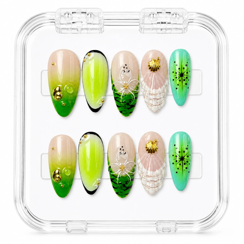 Press-on Nails Wholesale $9.90 Emerald Garden by Yabe Vietnam