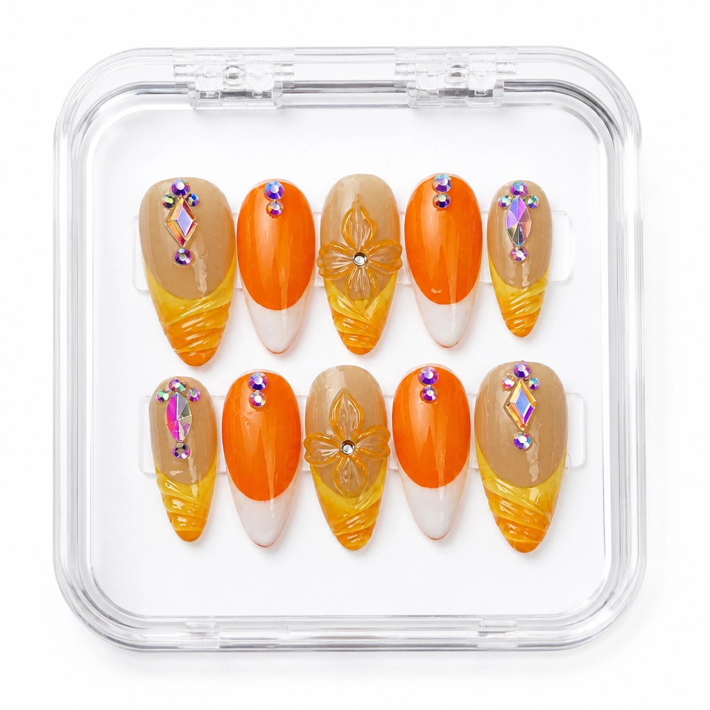 Press-on Nails Wholesale $9.90 Orange Sunset Luxe by Yabe Vietnam