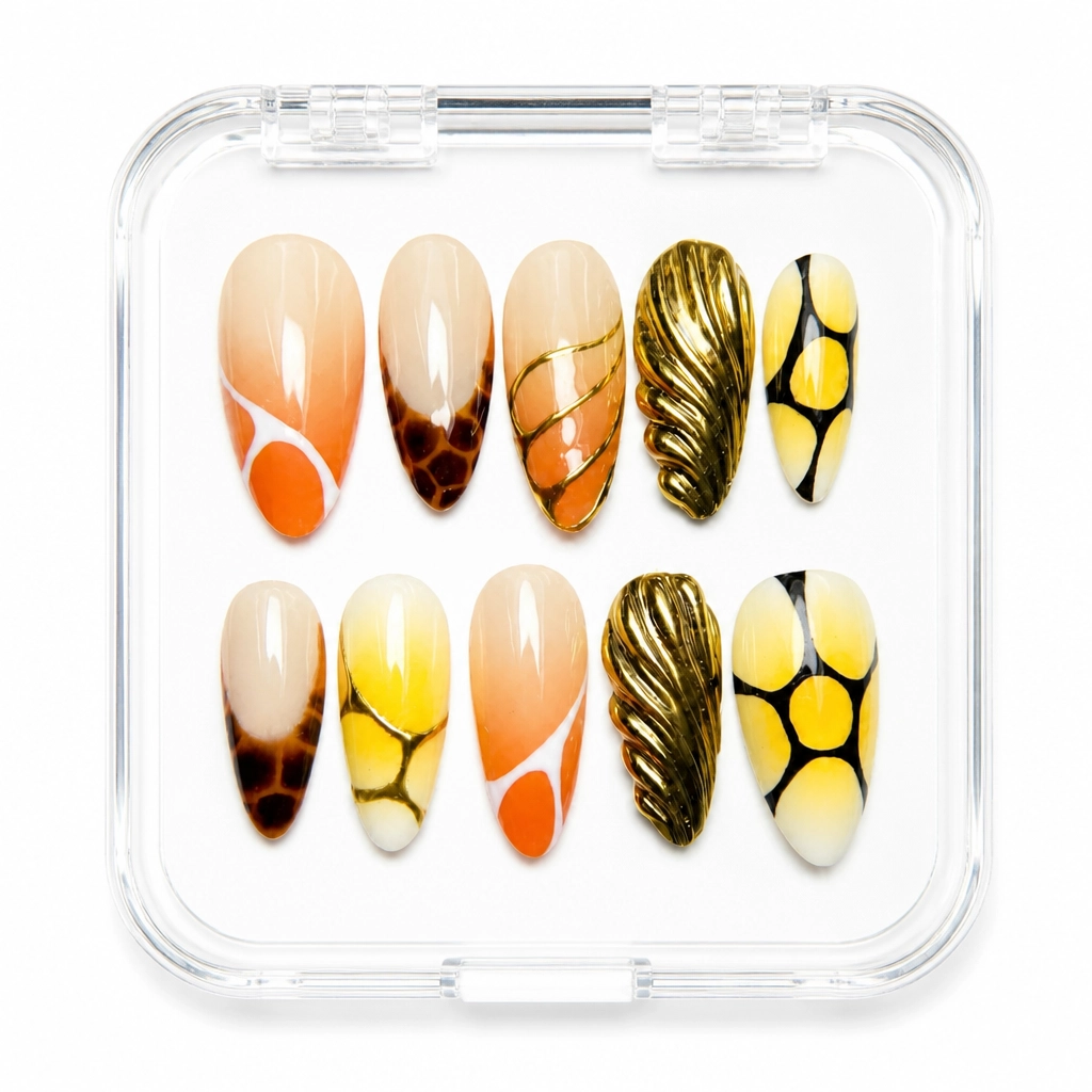 Press-on Nails Wholesale $9.90 Golden Geometry by Yabe Vietnam