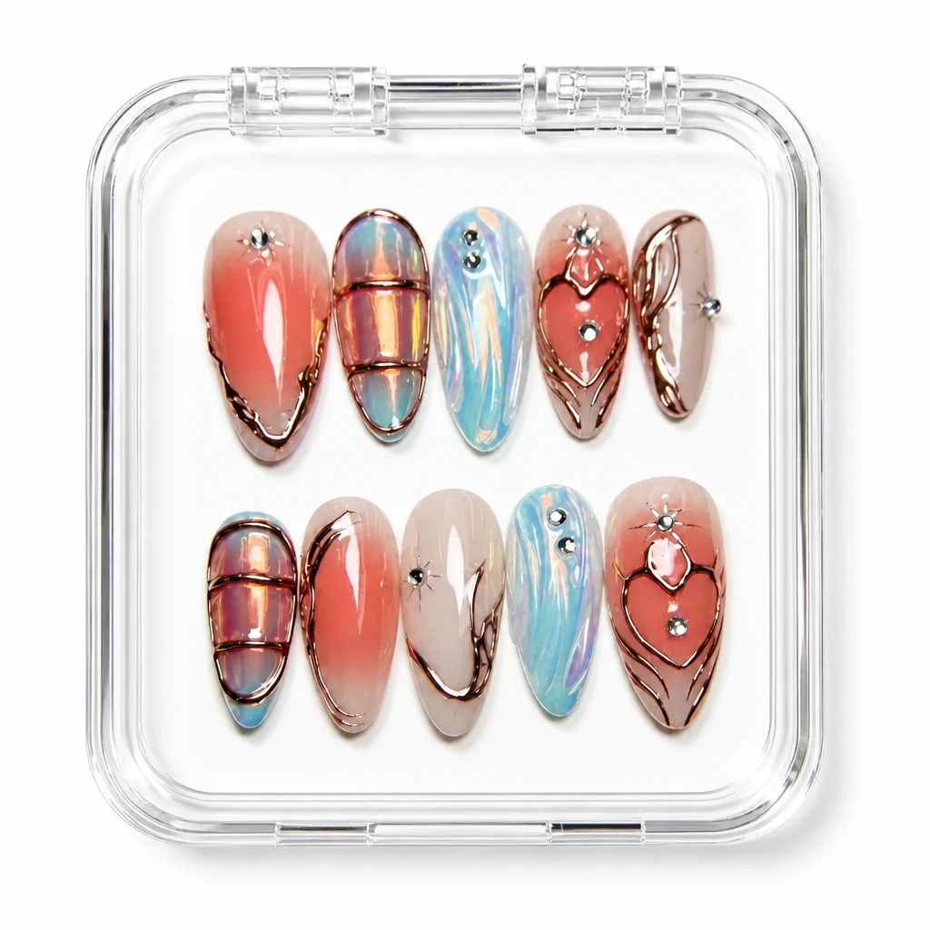 Press-on Nails Wholesale $9.90 Coral Iridescence by Yabe Vietnam