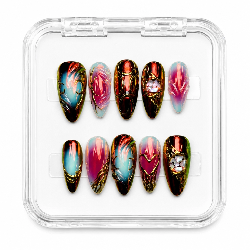 Press-on Nails Wholesale $9.90 Burgundy Aurora by Yabe Vietnam