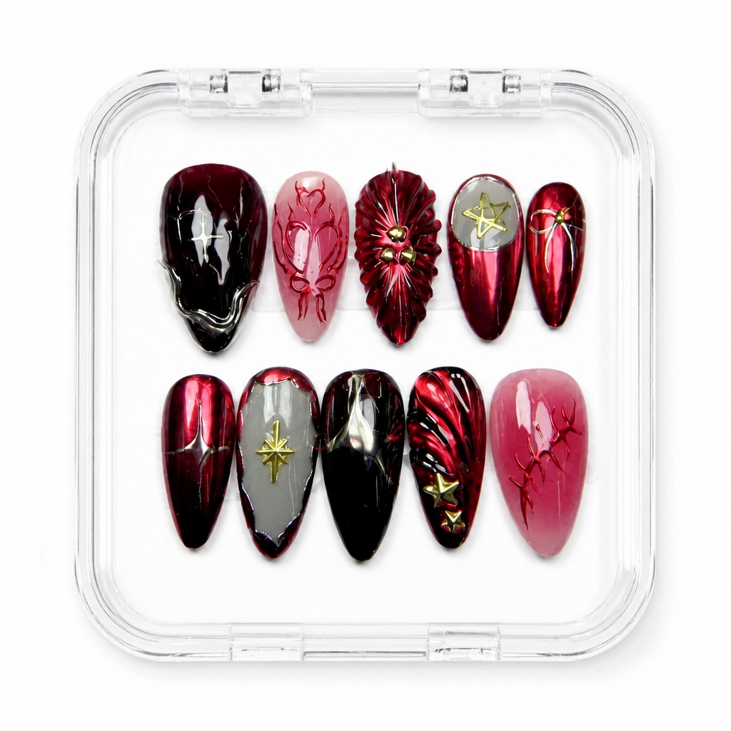 Press-on Nails Wholesale $9.90 Crimson Elegance by Yabe Vietnam