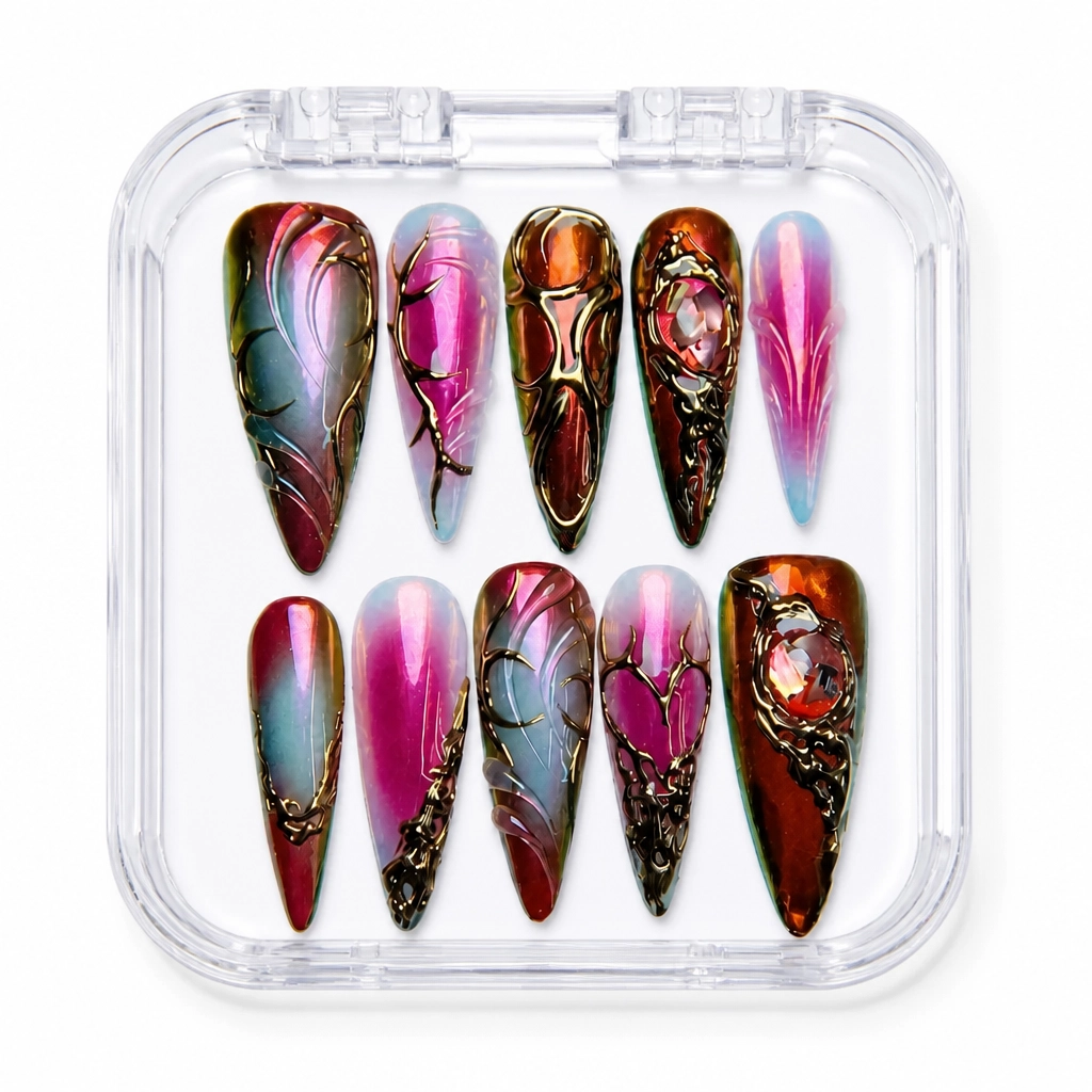 Press-on Nails Wholesale $9.90 Crimson Bloom by Yabe Vietnam