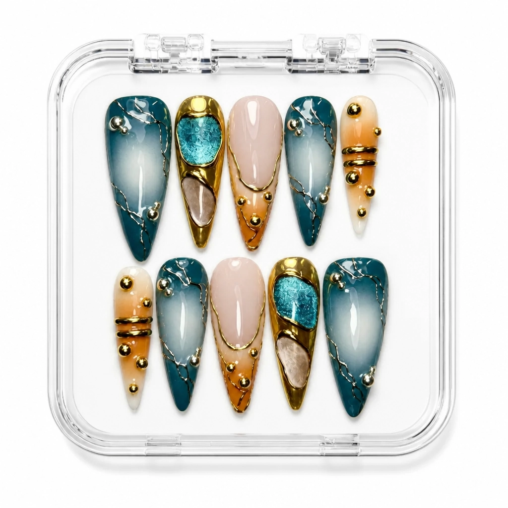 Press-on Nails Wholesale $9.90 Luxe Teal Mystique by Yabe Vietnam