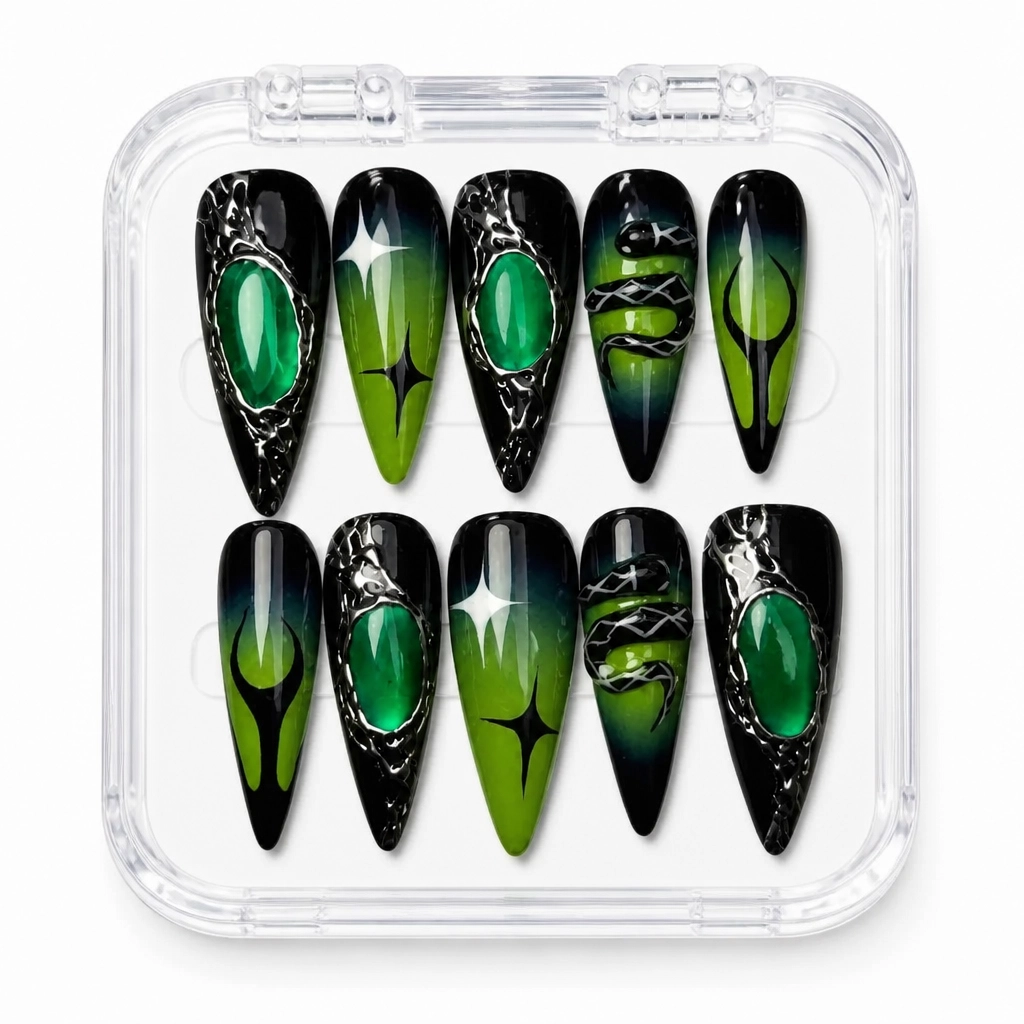 Press-on Nails Wholesale $9.90 Emerald Allure by Yabe Vietnam