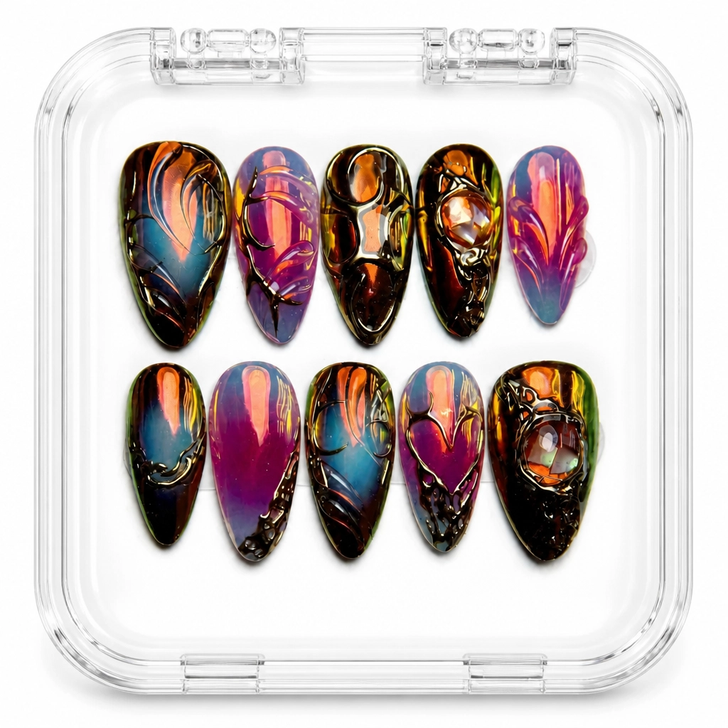 Press-on Nails Wholesale $9.90 Prism Noir by Yabe Vietnam