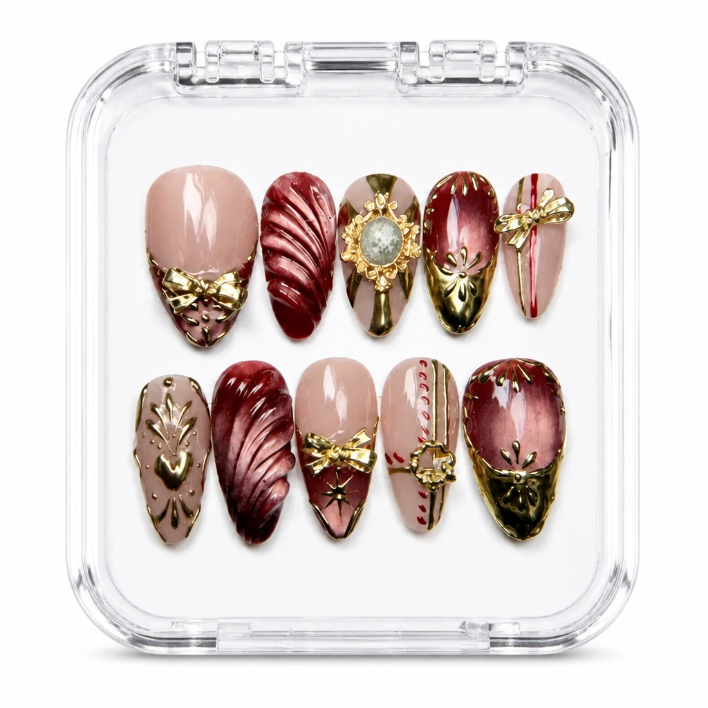 Press-on Nails Wholesale $9.90 Burgundy Luxe by Yabe Vietnam