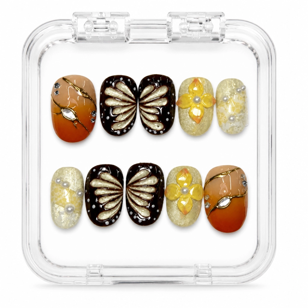 Press-on Nails Wholesale $9.90 Butterfly Garden Luxe by Yabe Vietnam