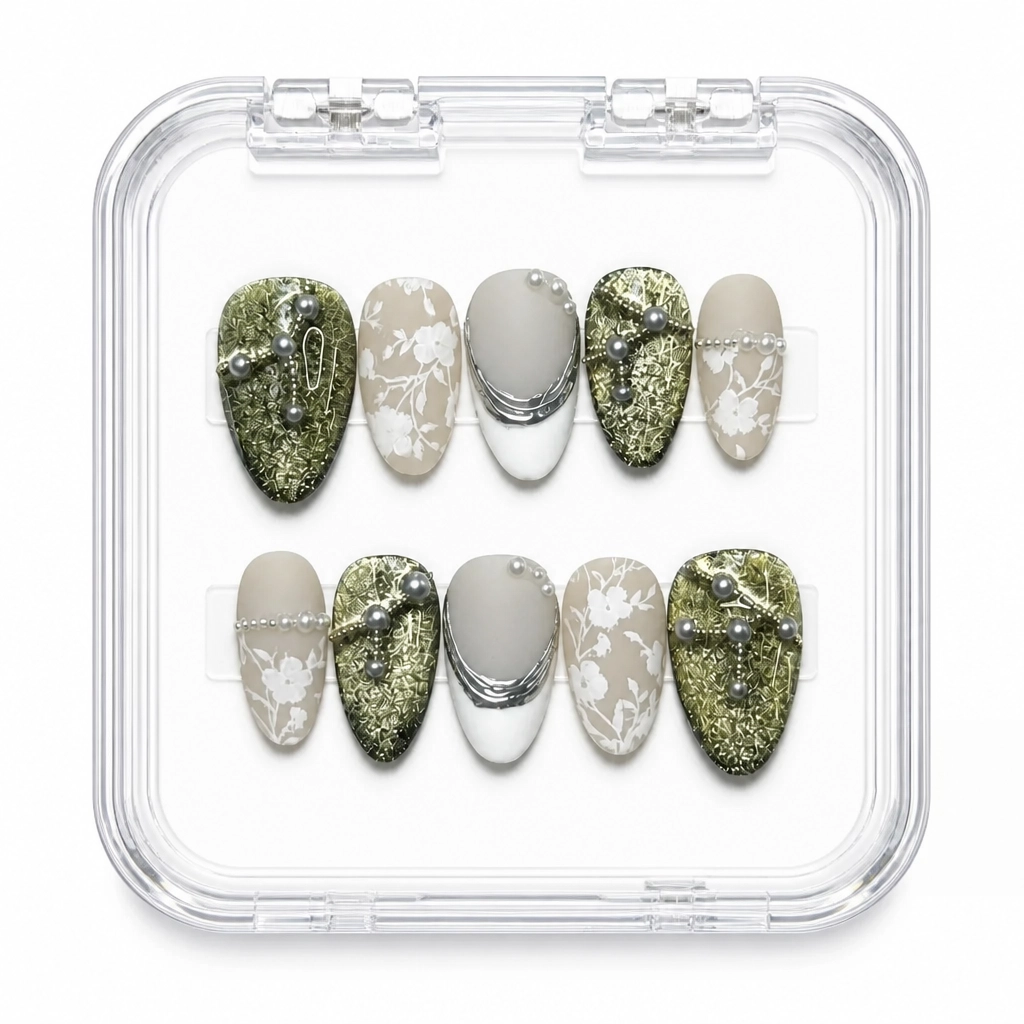 Press-on Nails Wholesale $9.90 Greige Gilded Elegance by Yabe Vietnam