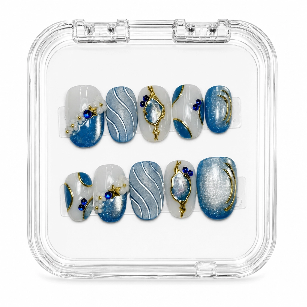 Press-on Nails Wholesale $9.90 Sapphire Elegance by Yabe Vietnam